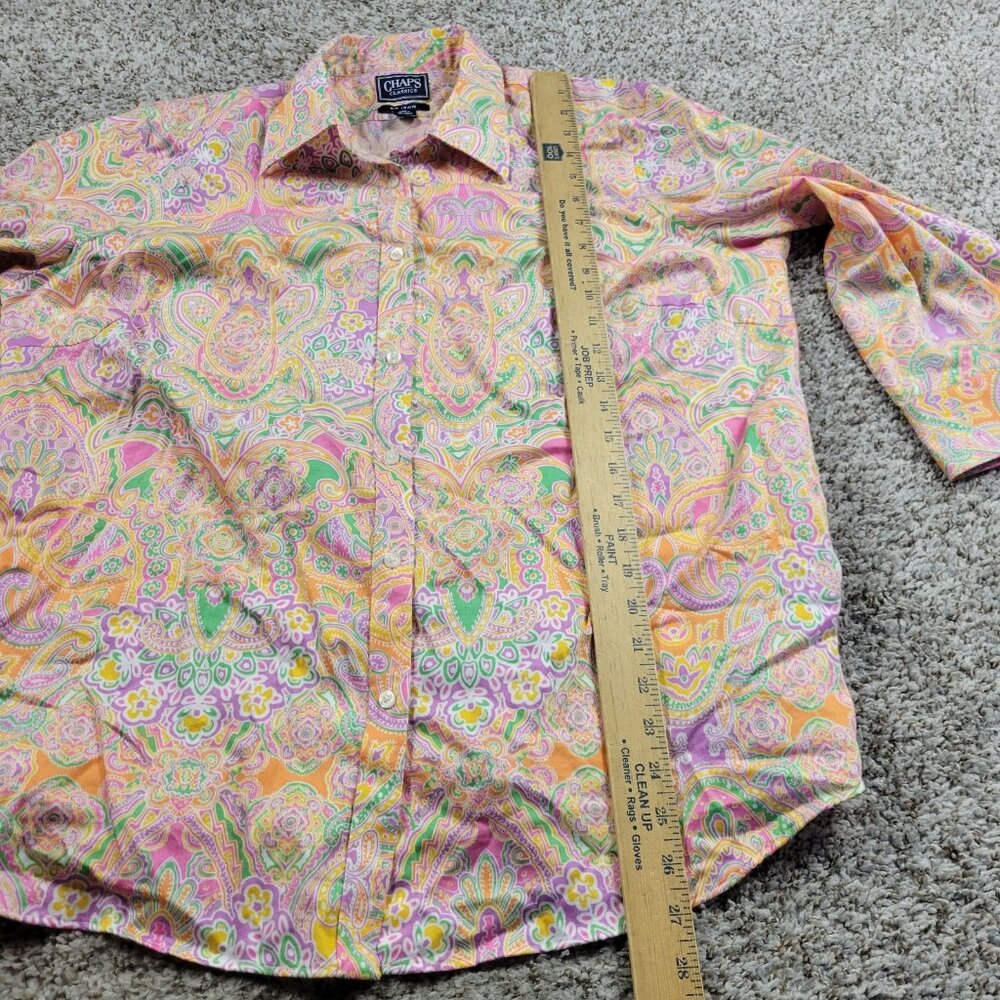 Chaps Shirt Womens 1X Paisley Button Up Paisley 3/4 Sleeve - Picture 4 of 6